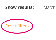Reset filters button