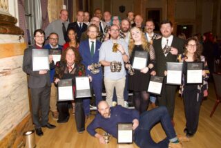 Guild of Beer Writers Awards 2022 winners including Beer Writer of the Year Jonny Garrett (front row centre)