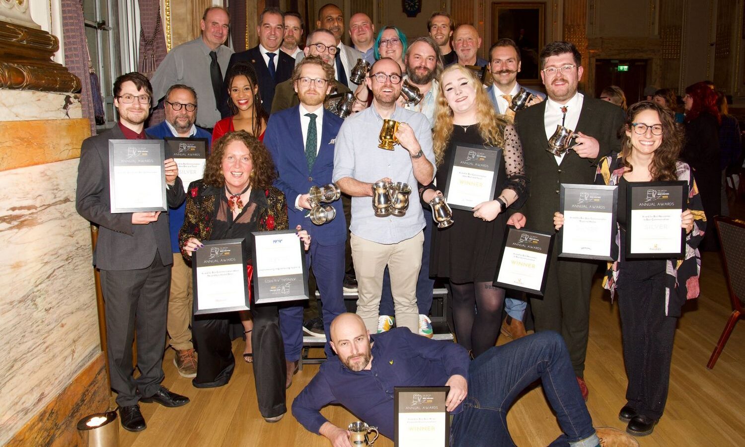 Group photo of the winners at the 2022 British Guild of Beer Writers Awards
